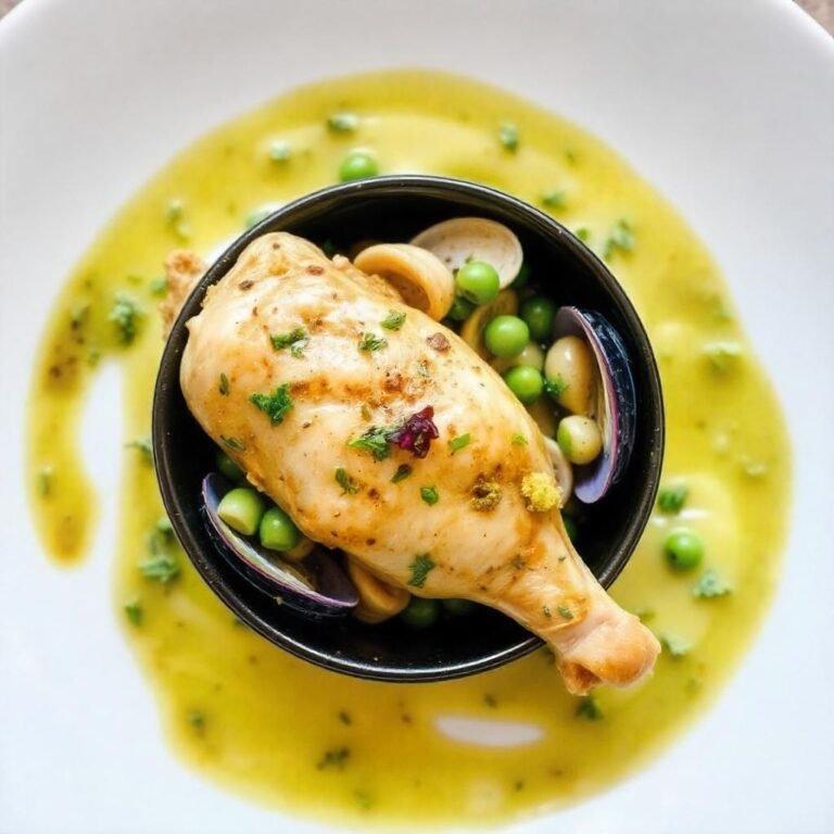 pollo al pesto con esparragos y champiñones